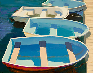Blue Boats on a Sunny Day