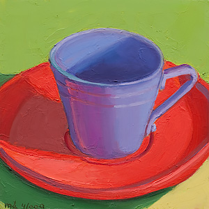 Blue Cup on Red Saucer