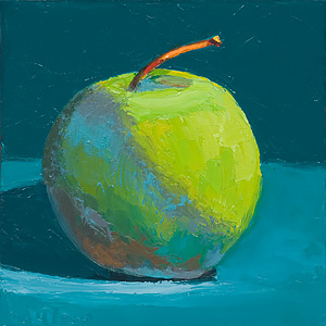 Fruit Bowl Jewels - Green Apple on Blue