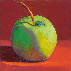 Fruit Bowl Jewels - Green Apple on Magenta