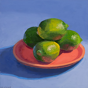 Green Limes on a Pink Plate - Study