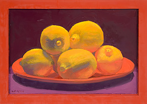 A Red Plate of Yellow Lemons - Study